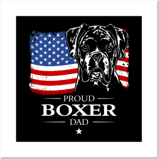 Proud Boxer Dog Dad American Flag patriotic dog Posters and Art